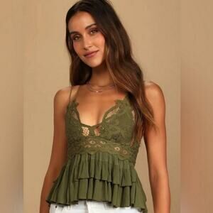 NWT Free People Adella Cami Lace Ruffle Tank Top Size S
